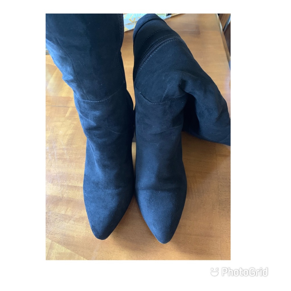 Black suede wide calf wide width boots